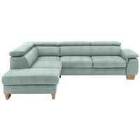 ECKSOFA in Mikrofaser Mintgrün  - Eichefarben/Beige, Natur, Holz/Textil (226/273cm) - Beldomo System