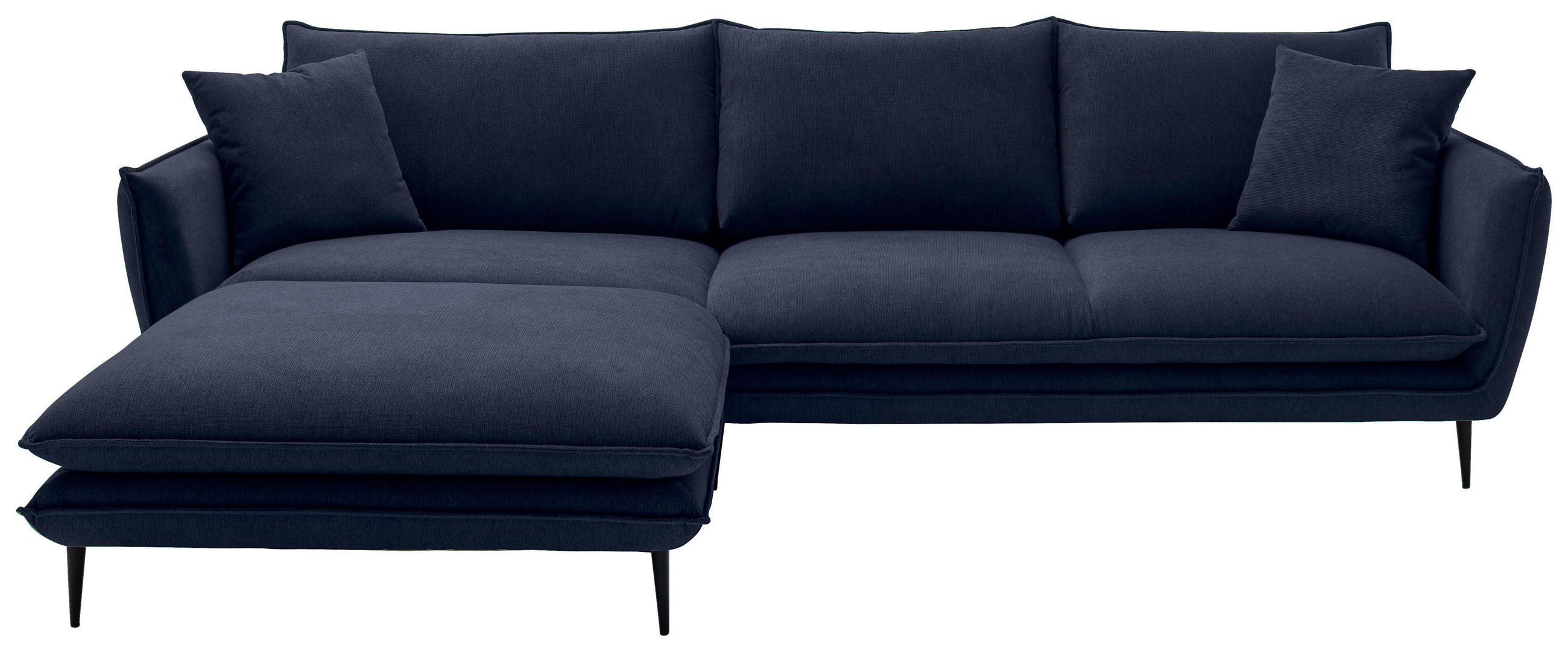 ECKSOFA Dunkelblau Webstoff  - Schwarz/Dunkelblau, KONVENTIONELL, Textil/Metall (196/304cm) - Hom`in