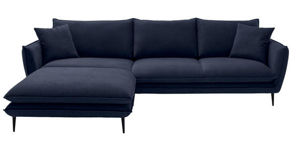 ECKSOFA  in Webstoff Dunkelblau  196/304 cm  - Schwarz/Dunkelblau, KONVENTIONELL, Textil/Metall (196/304cm) - Hom`in