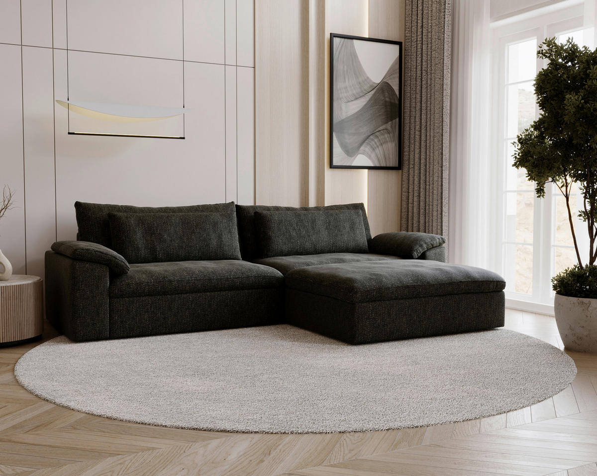 ECKSOFA  in Webstoff Schwarz  306/198 cm  - Schwarz, MODERN, Kunststoff/Textil (306/198cm) - Carryhome