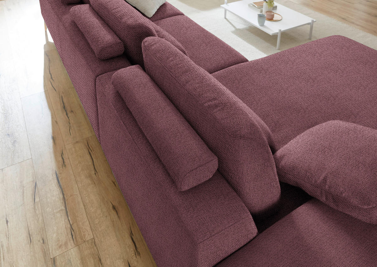 ECKSOFA in Flachgewebe Weinrot  - Wildeiche/Weinrot, Design, Holz/Textil (193/334cm) - Niels Andersson