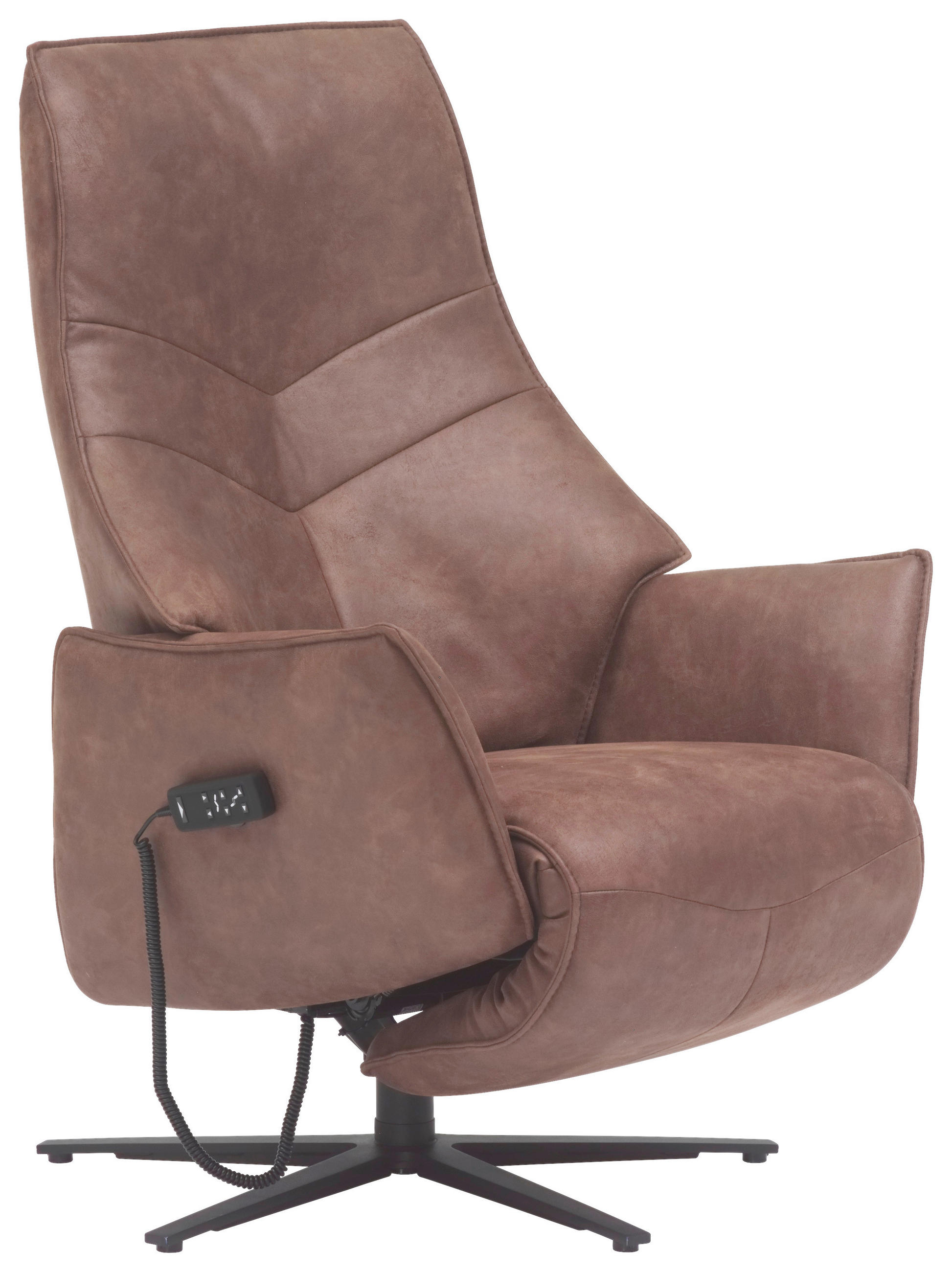 RELAXSESSEL Lederlook Kopfteilverstellung, Fußteilverstellung    - Anthrazit/Braun, Design, Textil/Metall (74/113/84cm) - Himolla