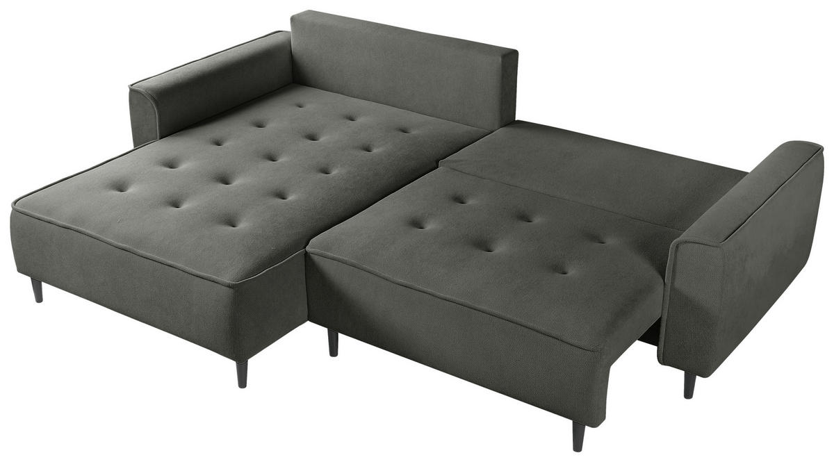 ECKSOFA in Flachgewebe Dunkelgrau  - Dunkelgrau/Schwarz, Design, Holz/Textil (183/263cm) - MID.YOU