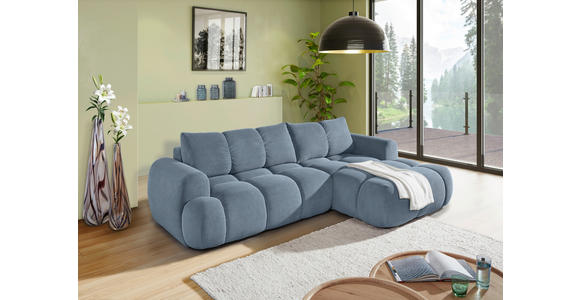 ECKSOFA  in Flachgewebe Blau  - Blau/Schwarz, KONVENTIONELL, Kunststoff/Textil (274/174cm) - Carryhome