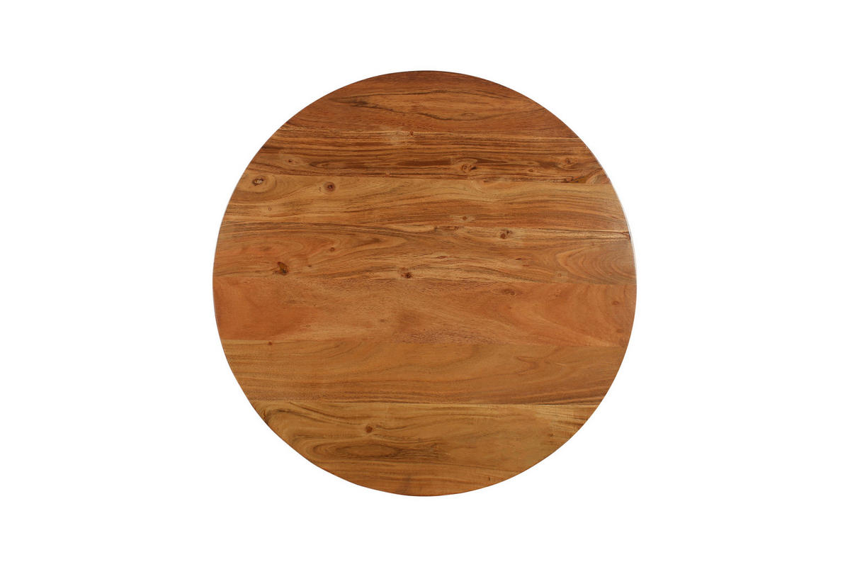 COUCHTISCH Akazie vollmassiv rund Akaziefarben, Schwarz  - Schwarz/Akaziefarben, Design, Holz/Metall (75/47cm) - Livetastic