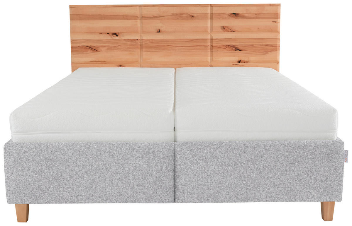 POLSTERBETT 180/200 cm  in Buchefarben, Greige  - Weiss/Greige, Design, Holz/Textil (180/200cm) - Valnatura