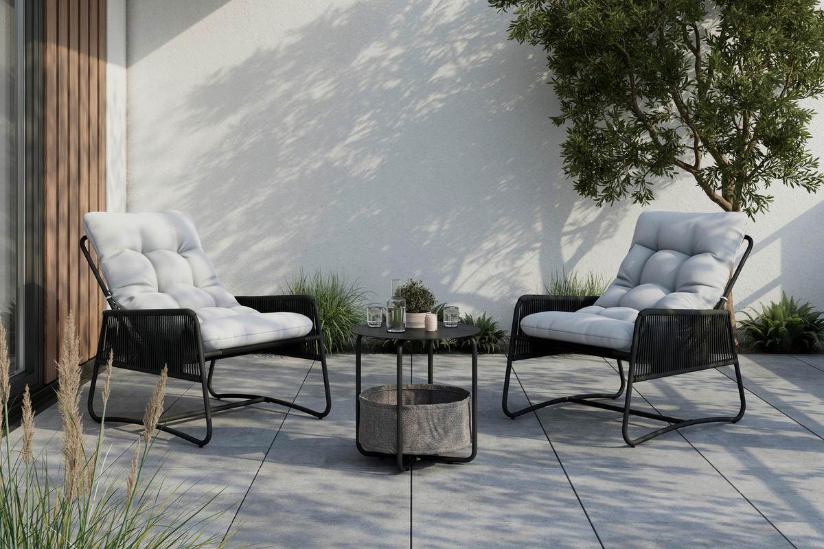 LOUNGESESSEL Anthrazit, Grau Stahl  - Anthrazit/Grau, MODERN, Kunststoff/Textil (68,5/84,5/96cm) - Ambia Garden