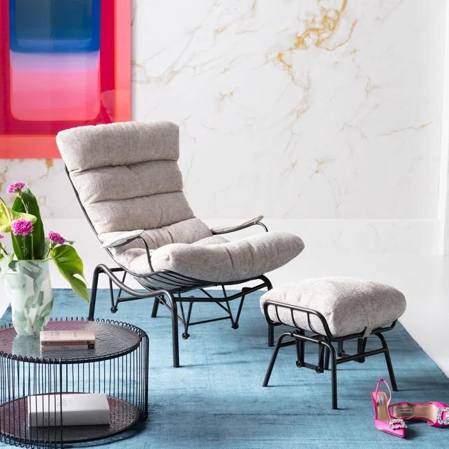 SESSELSET in Mikrofaser Schwarz, Beige  - Beige/Schwarz, Design, Textil/Metall (83/97/106cm) - Kare-Design