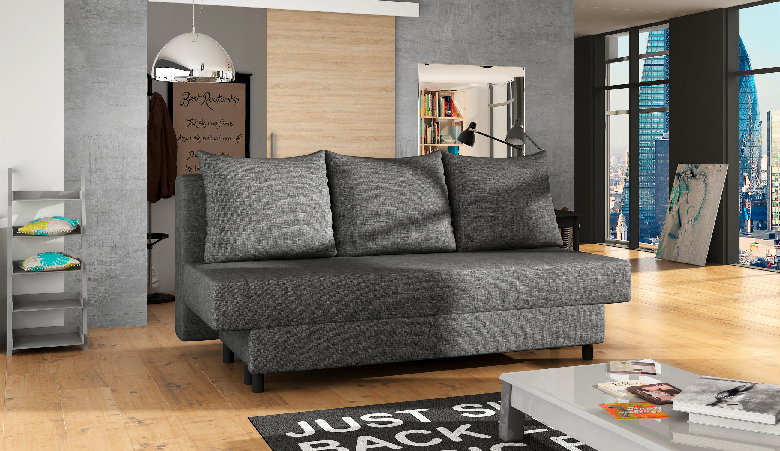 SCHLAFSOFA Textilgeflecht Dunkelgrau  - Dunkelgrau/Schwarz, Design, Kunststoff/Textil (190/83/82cm) - MID.YOU