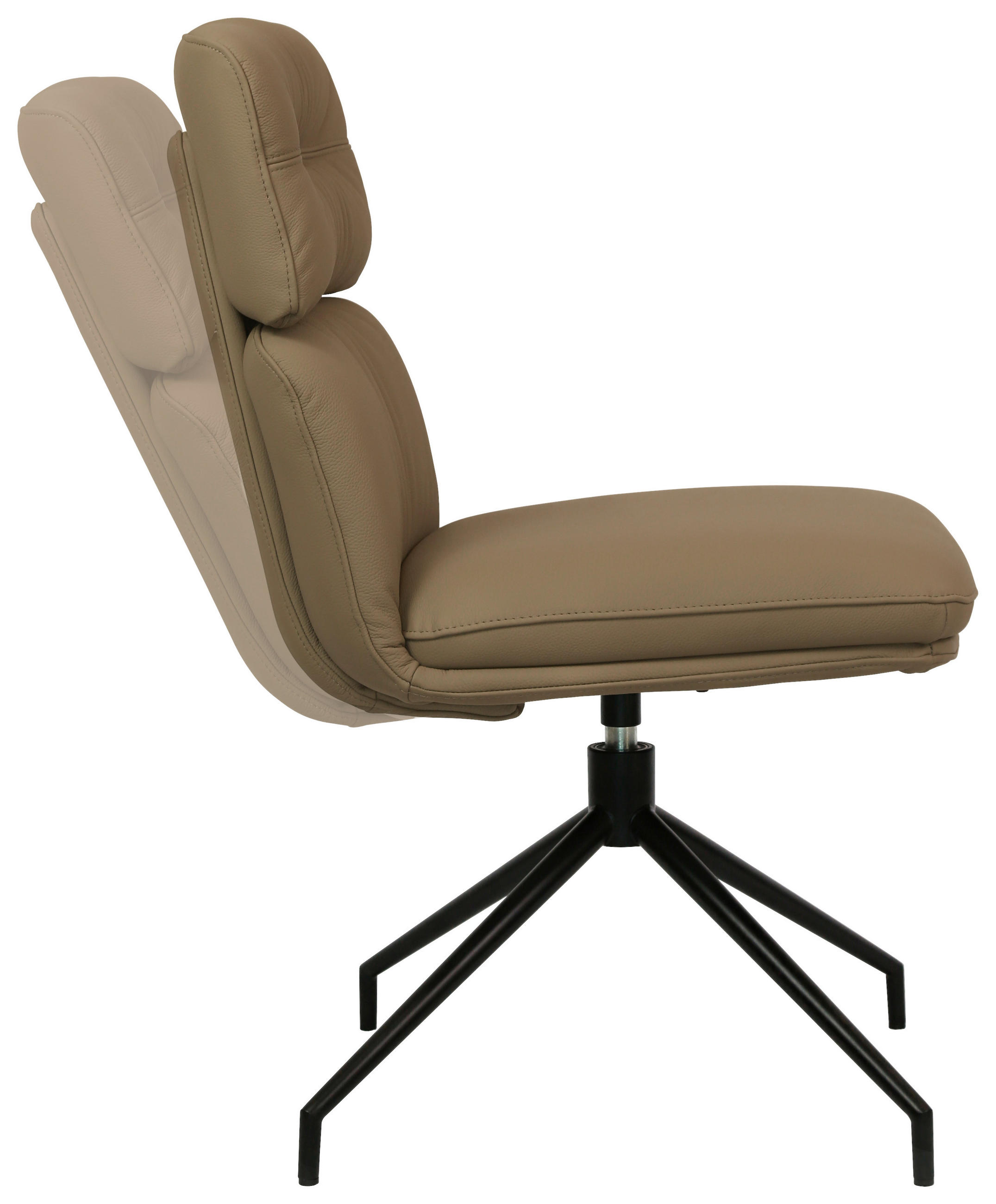 STUHL Echtleder Schwarz, Taupe  - Taupe/Schwarz, Design, Leder/Metall (50/92/64,5cm) - Dieter Knoll