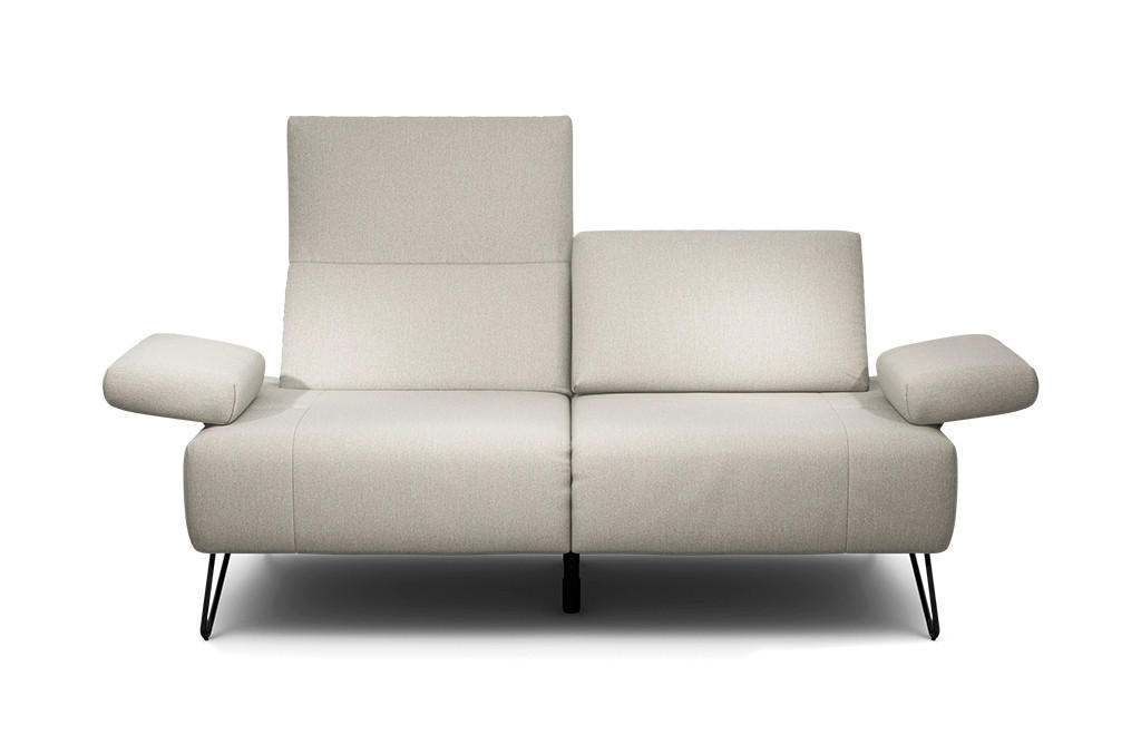 2-SITZER-SOFA in Chenille Naturfarben  - Schwarz/Naturfarben, Design, Textil/Metall (164-194/85/86-94cm) - SENSOO
