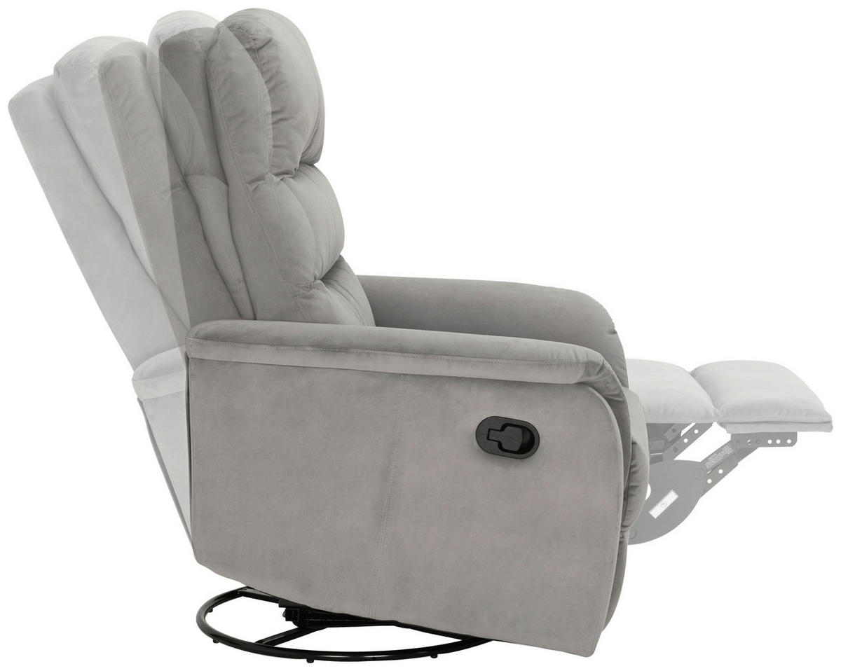 FERNSEHSESSEL  mit Samt Grau  - Schwarz/Grau, KONVENTIONELL, Textil/Metall (80/104-85/101-167cm) - MID.YOU