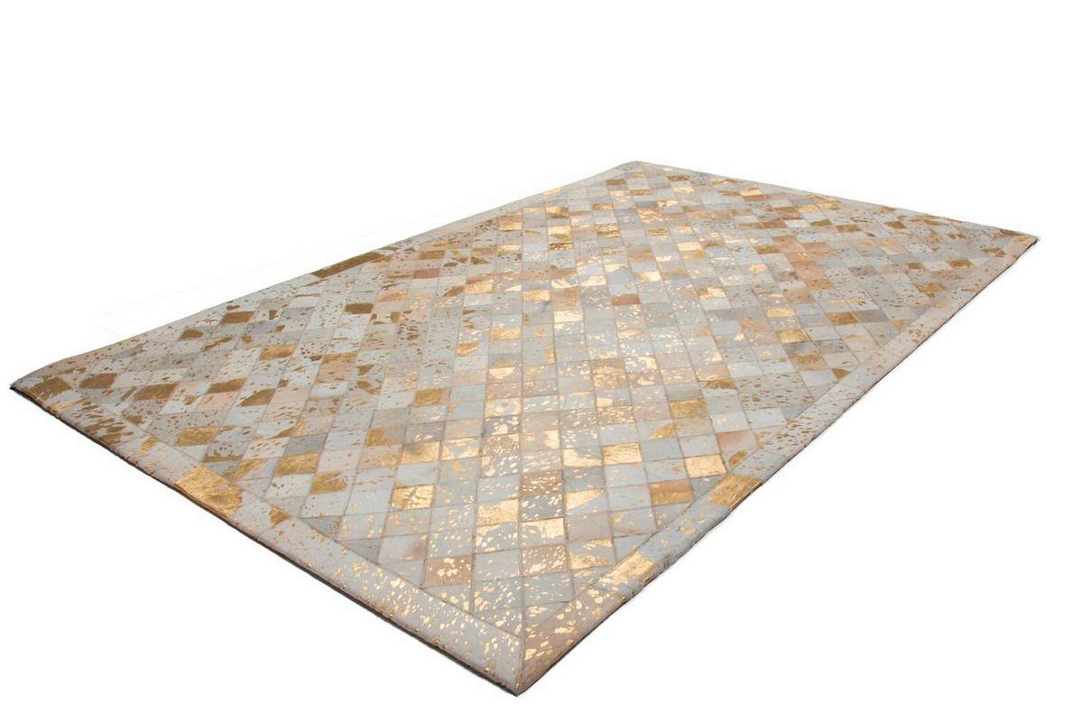FLACHWEBETEPPICH 80/150 cm Lavish 210 Elfenbein / Gold Creme, Goldfarben  - Goldfarben/Creme, Basics, Leder/Textil (80/150cm) - Novel
