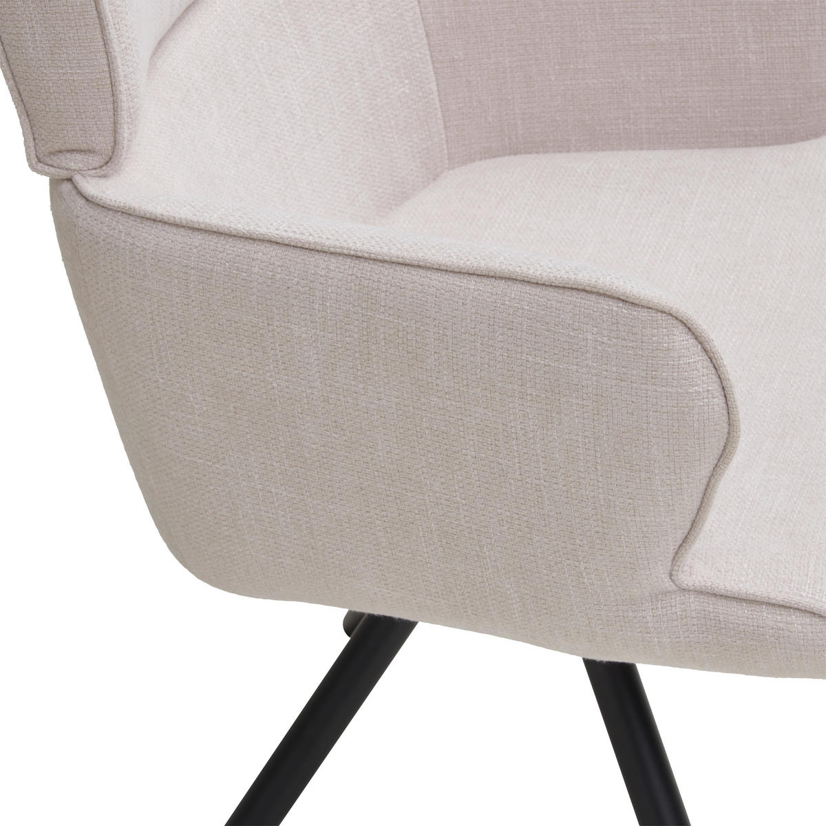 ARMLEHNSTUHL  in Eisen Webstoff  - Beige/Schwarz, KONVENTIONELL, Textil/Metall (62/89/62cm) - Livetastic