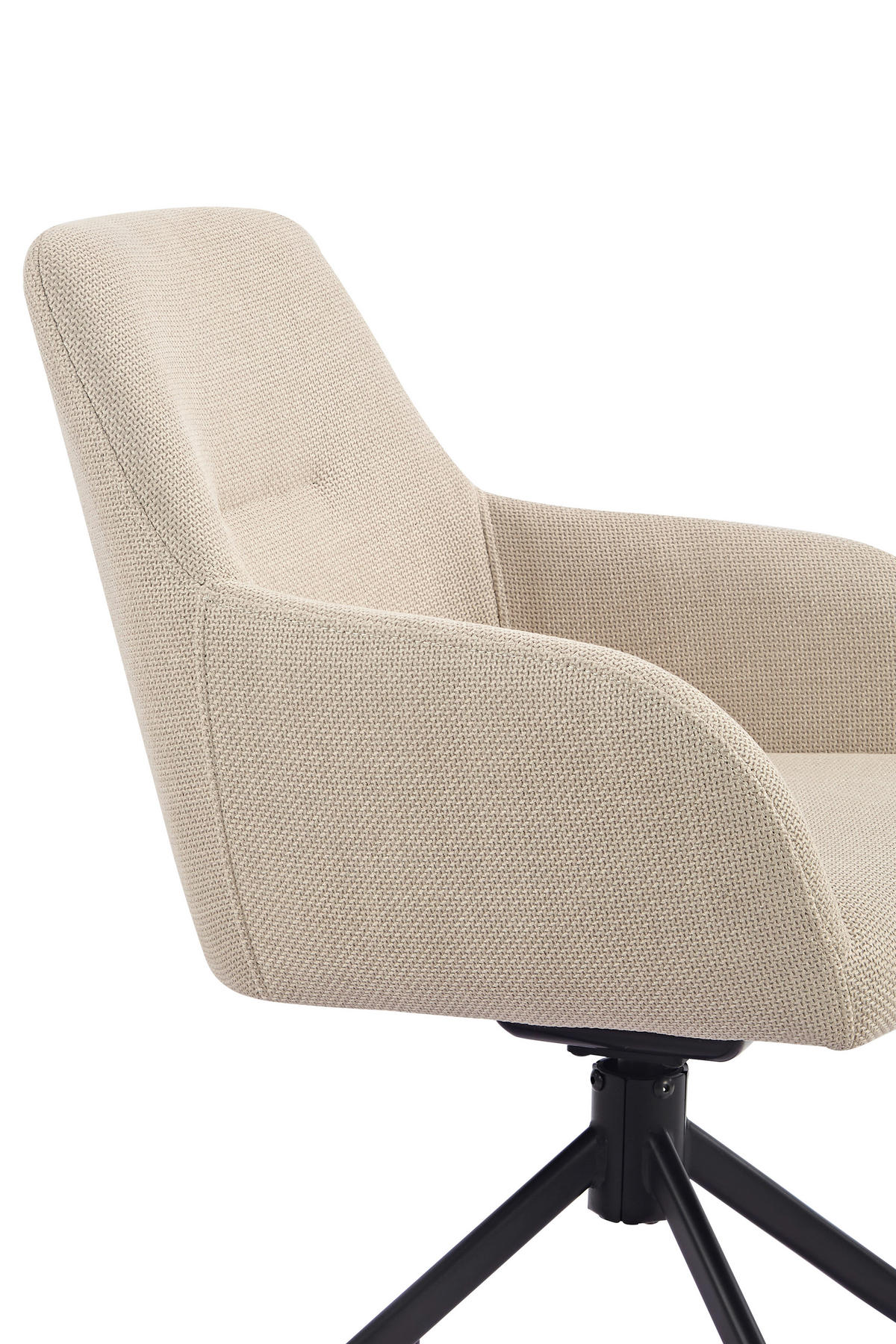 ARMLEHNSTUHL-SET 2 Stück  in Stahl Webstoff, Mikrofaser  - Beige/Schwarz, MODERN, Textil/Metall (56/83/60cm) - MID.YOU