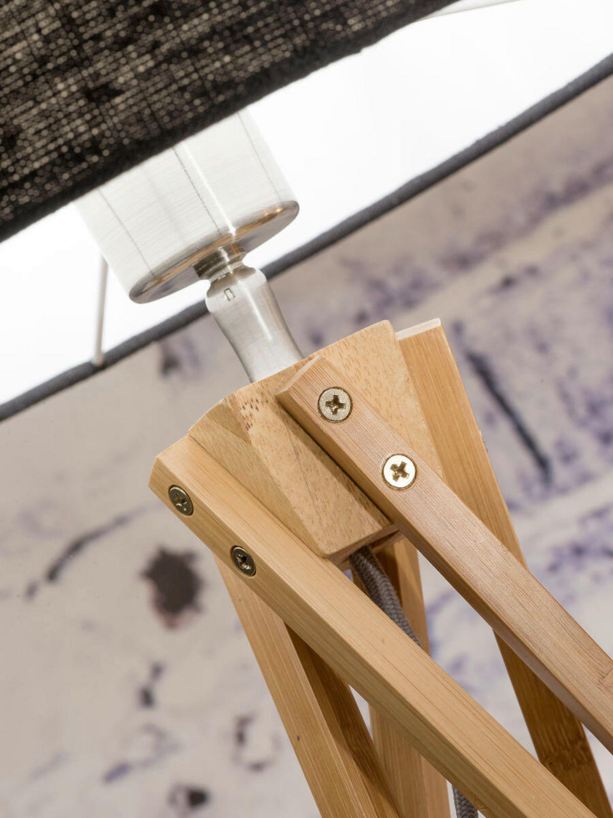 STEHLEUCHTE Skandinavisch 60/60/160 cm  - Dunkelgrau/Naturfarben, Trend (60/60/160cm) - Good & Mojo