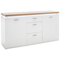 SIDEBOARD  156/82/44 cm 3 Schublade(n)  - Eichefarben/Weiß, Natur, Holzwerkstoff/Metall (156/82/44cm)