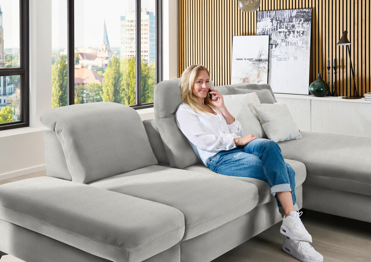 ECKSOFA  in Chenille Cappuccino  288/198 cm  - Schwarz/Cappuccino, Design, Textil/Metall (288/198cm) - Beldomo Style