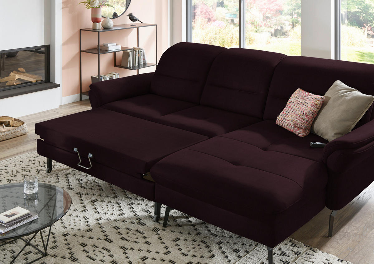 ECKSOFA in Flachgewebe Mokka  260/181 cm  - Schwarz/Mokka, KONVENTIONELL, Textil/Metall (260/181cm) - Beldomo Speed