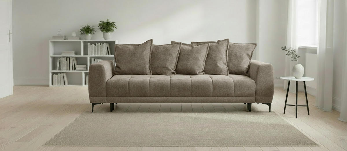 SCHLAFSOFA WERONIKA  mit Bettkasten erhältlich, Bettfunktion erhältlich Struktur Schlammfarben  - Schlammfarben/Schwarz, Design, Holz/Textil (247/94/90cm) - MID.YOU