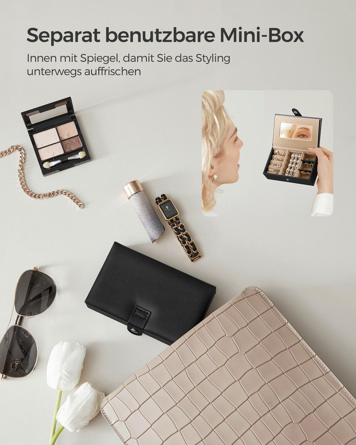 SCHMUCKKÄSTCHEN - Schwarz, LIFESTYLE, Leder/Holzwerkstoff (26/17,4/18,2cm)