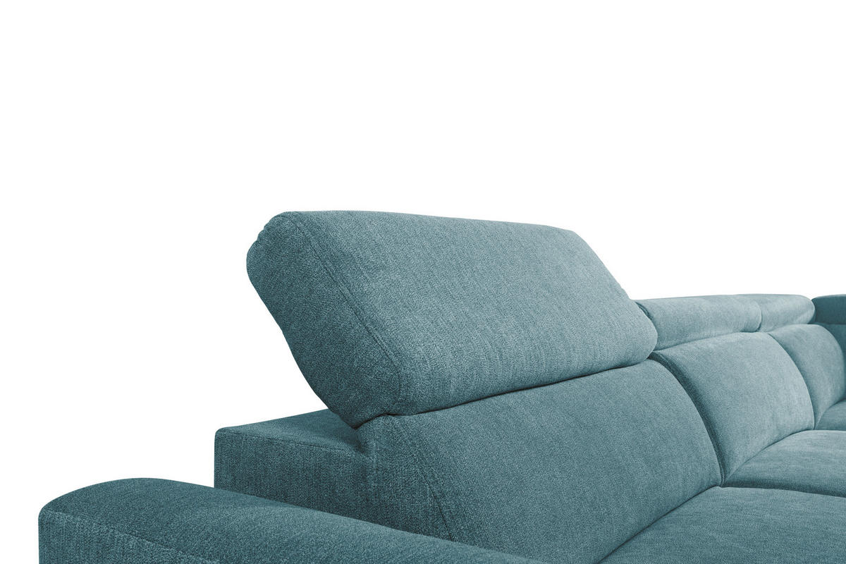 ECKSOFA in Velours Petrol  - Petrol/Schwarz, Konventionell, Textil/Metall (255/217cm) - MID.YOU
