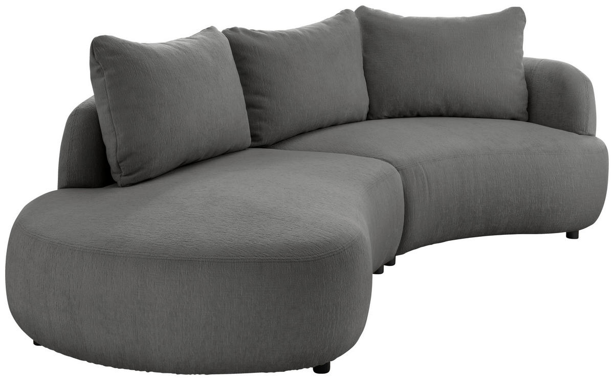 ECKSOFA in Mikrofaser Graubraun  - Graubraun/Schwarz, Modern, Kunststoff/Textil (250/139cm) - Livetastic