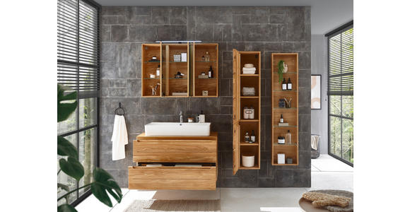 SPIEGELSCHRANK 100/70/20 cm  - Eichefarben/Schwarz, KONVENTIONELL, Glas/Holz (100/70/20cm) - Linea Natura