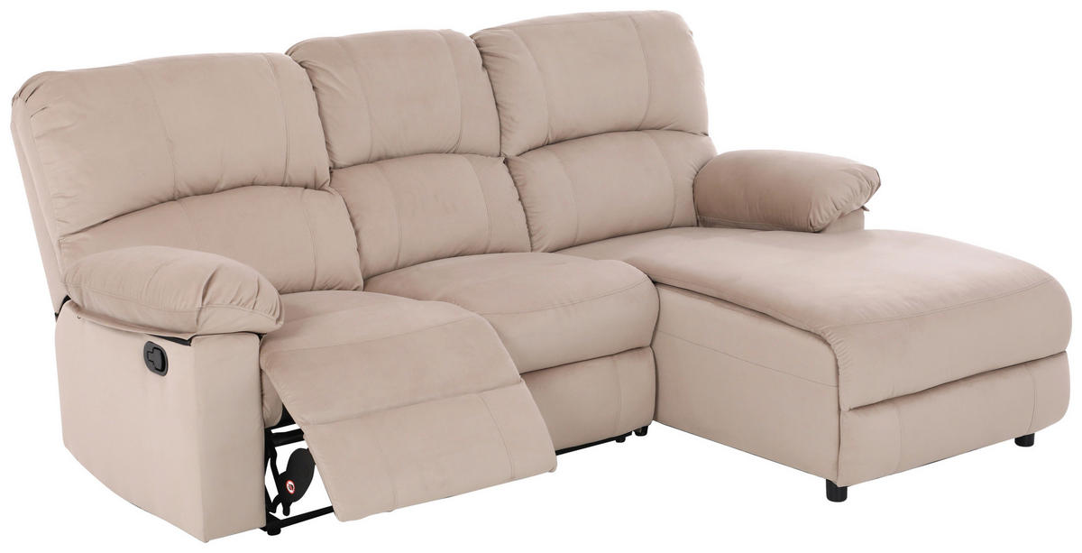 ECKSOFA Beige Webstoff  - Beige/Schwarz, Basics, Kunststoff/Textil (216/159cm) - P & B