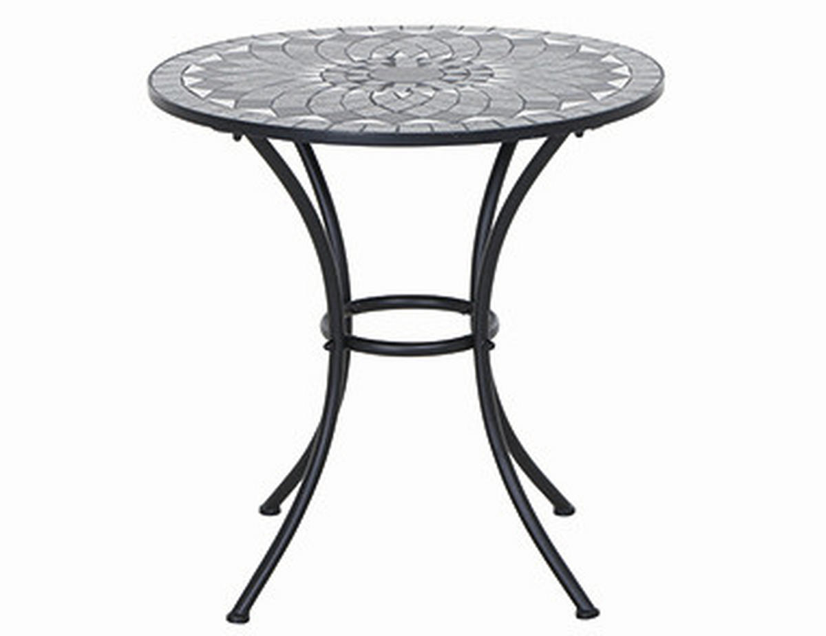 GARTENTISCH Metall, Keramik Schwarz rund  - Schwarz, KONVENTIONELL, Keramik/Metall (70/70/71cm) - Siena Garden