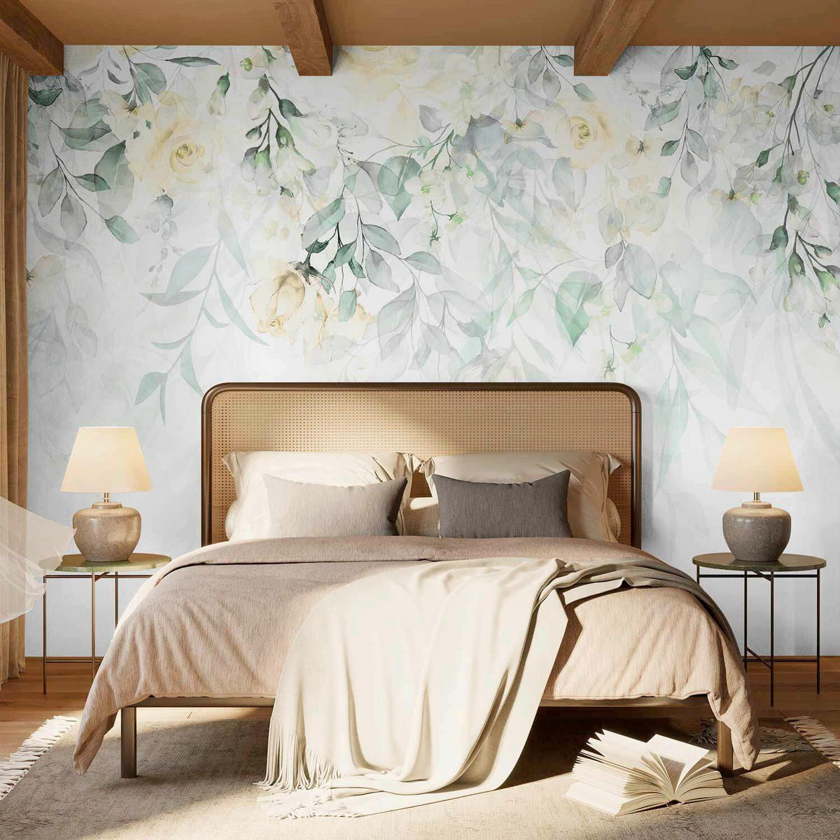 FOTOTAPETE  - Weiß/Mintgrün, LIFESTYLE, Textil (450/315cm) - artgeist