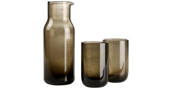 KARAFFE MIT TRINKGLÄSERN 2.09 L - Braun, Trend, Glas - Novel