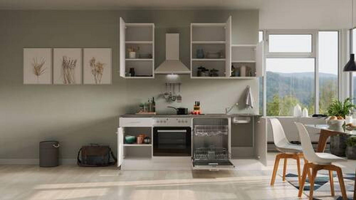 KUCHYNSKÁ LINKA LUCCA 220 - sivohnedá/biela, Modern, kompozitné drevo/plast (220cm) - FlexWell