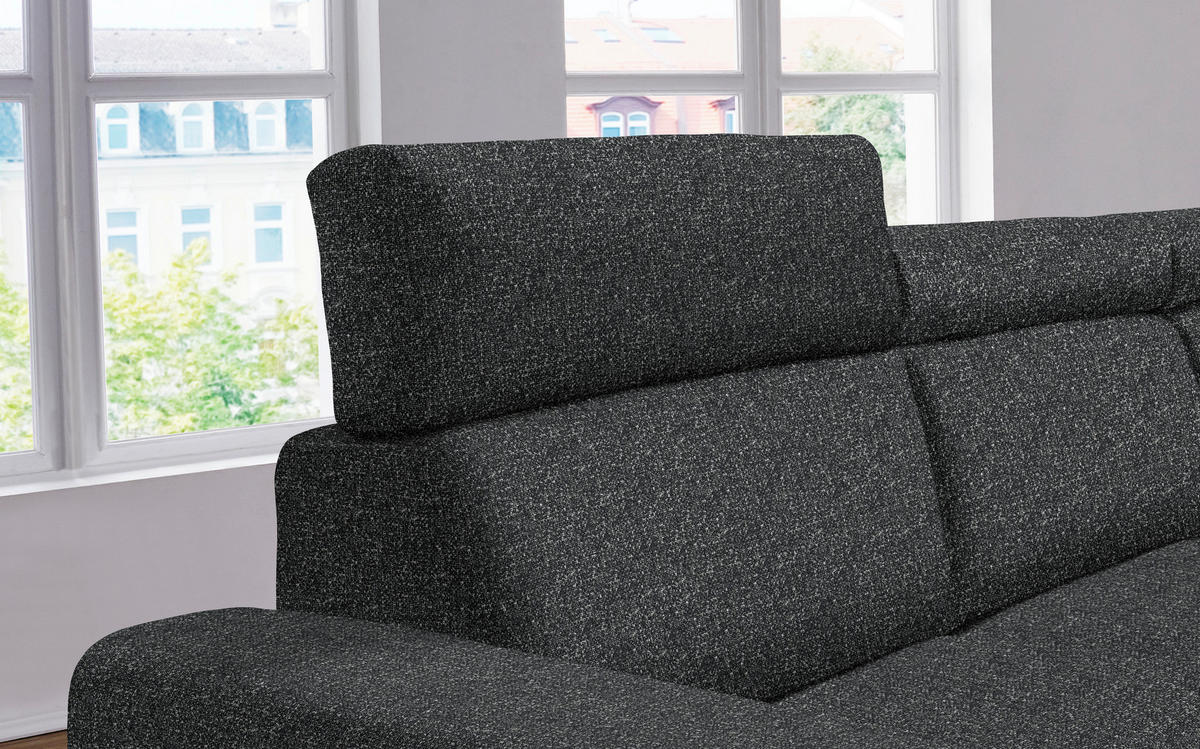 ECKSOFA  in Mikrovelours Anthrazit  308/205 cm  - Anthrazit/Alufarben, Design, Textil (308/205cm) - Sedda