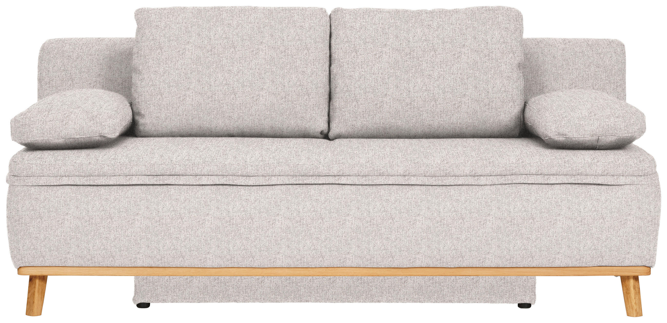 SCHLAFSOFA in Webstoff Hellgrau - Hellgrau/Naturfarben, Konventionell, Holz/Textil (203/95/96cm) - Venda