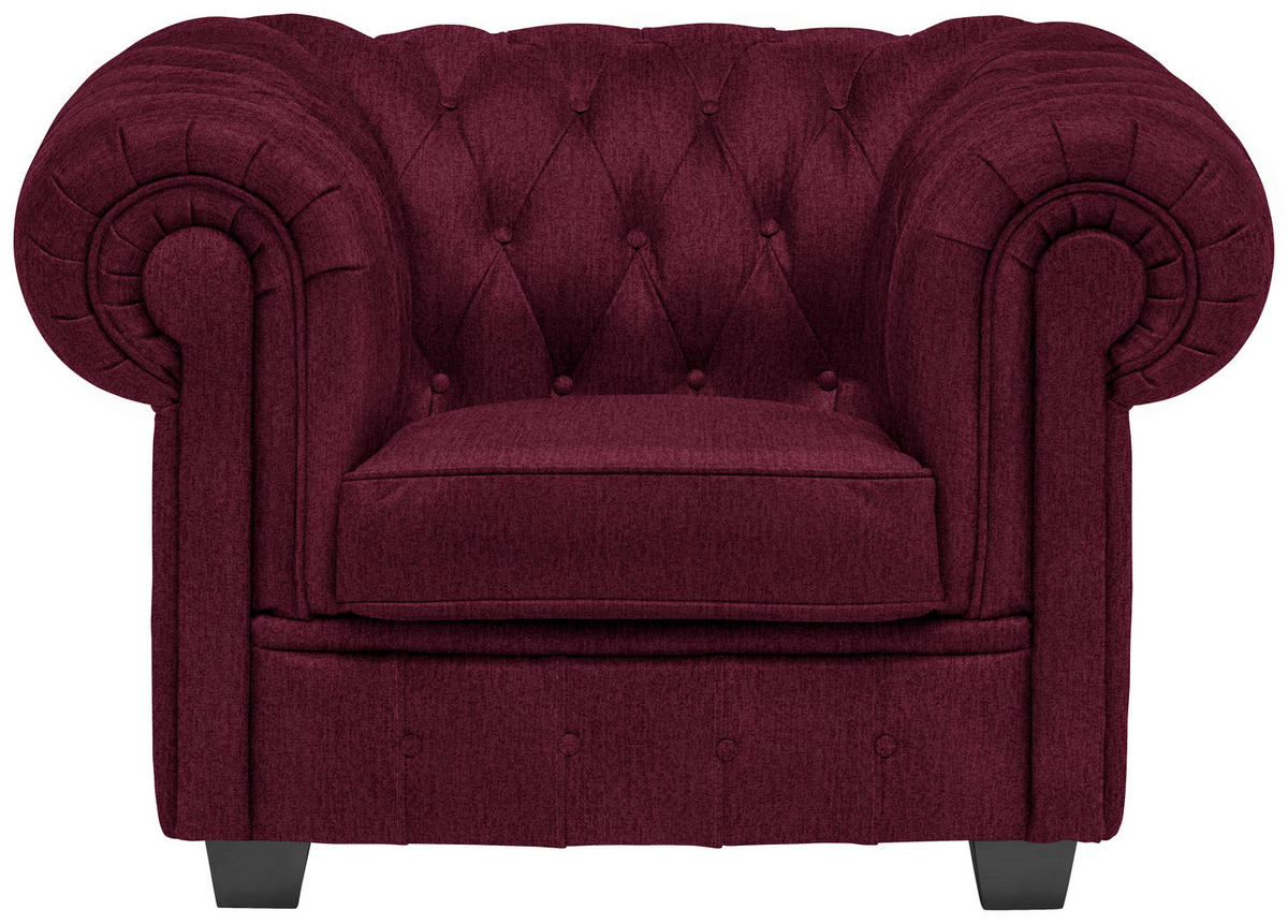 CHESTERFIELD-SESSEL in Webstoff Bordeaux  - Wengefarben/Bordeaux, Lifestyle, Holz/Textil (115/76,5/96cm) - Landscape