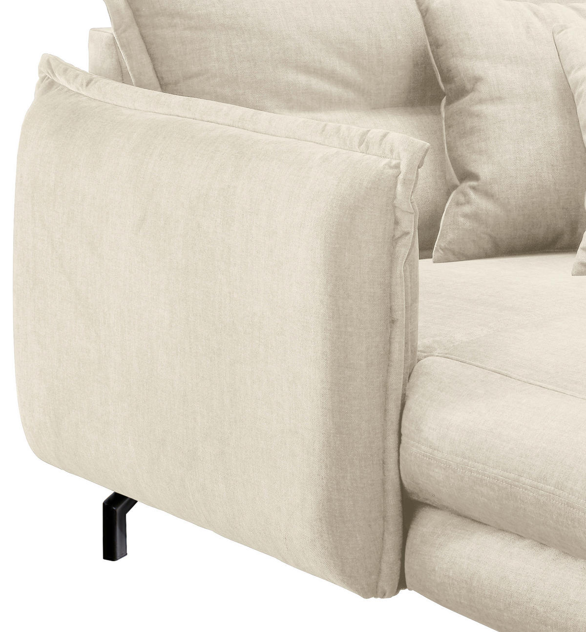 XXL-SESSEL Velours Beige    - Beige/Schwarz, MODERN, Textil/Metall (111/101/167cm) - Livetastic