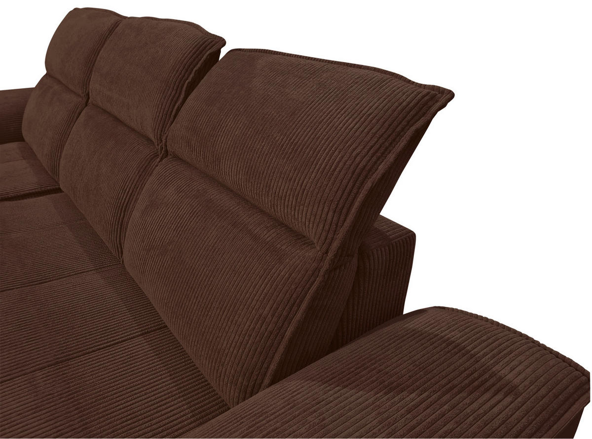 ECKSOFA Dunkelbraun Cord  - Dunkelbraun/Schwarz, KONVENTIONELL, Textil/Metall (196/290cm) - Carryhome