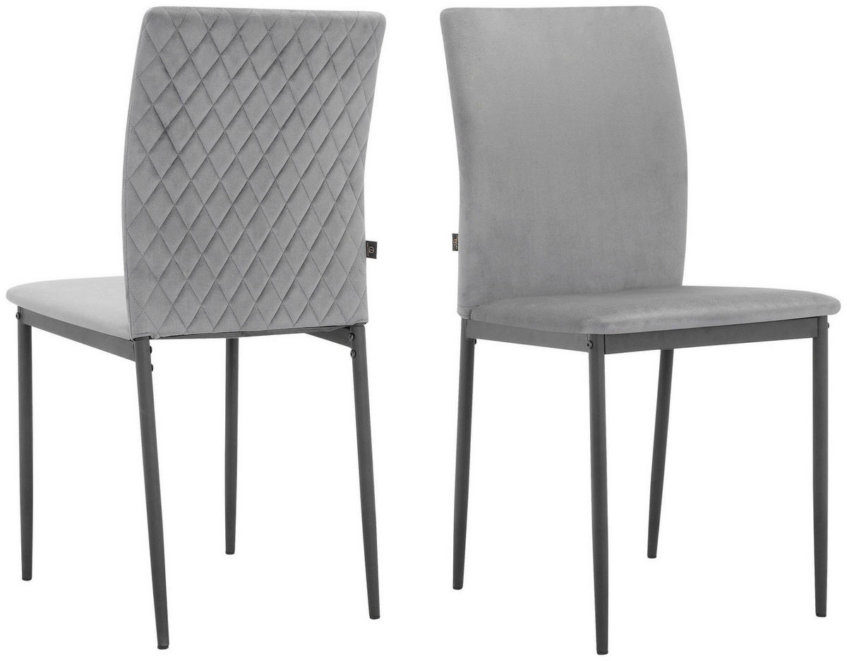 STUHL-SET 4 Stück  in Stahl Lederlook  - Anthrazit/Schwarz, Design, Textil/Metall (44/88/51cm) - MID.YOU