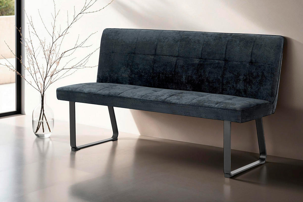 SITZBANK in Metall, Textil Dunkelgrau  - Dunkelgrau/Schwarz, MODERN, Textil/Metall (160/92/58cm) - MID.YOU