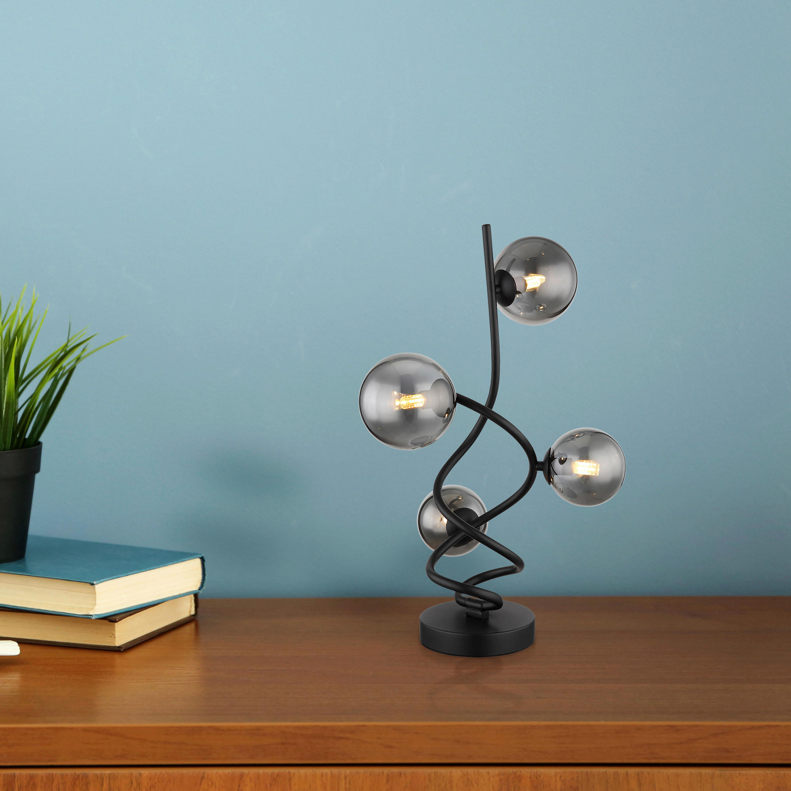 LED-TISCHLEUCHTE - Schwarz, Design, Glas/Kunststoff (15/52cm) - Globo