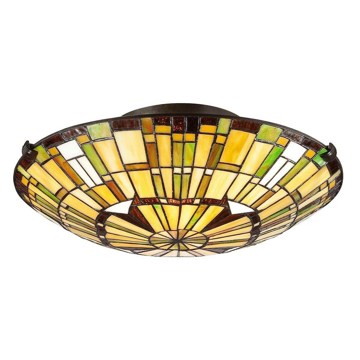 DECKENLEUCHTE  14,6/42,0 cm    - Dunkelbraun/Multicolor, Konventionell, Glas/Metall (14,6/42,0cm) - Elstead Lighting