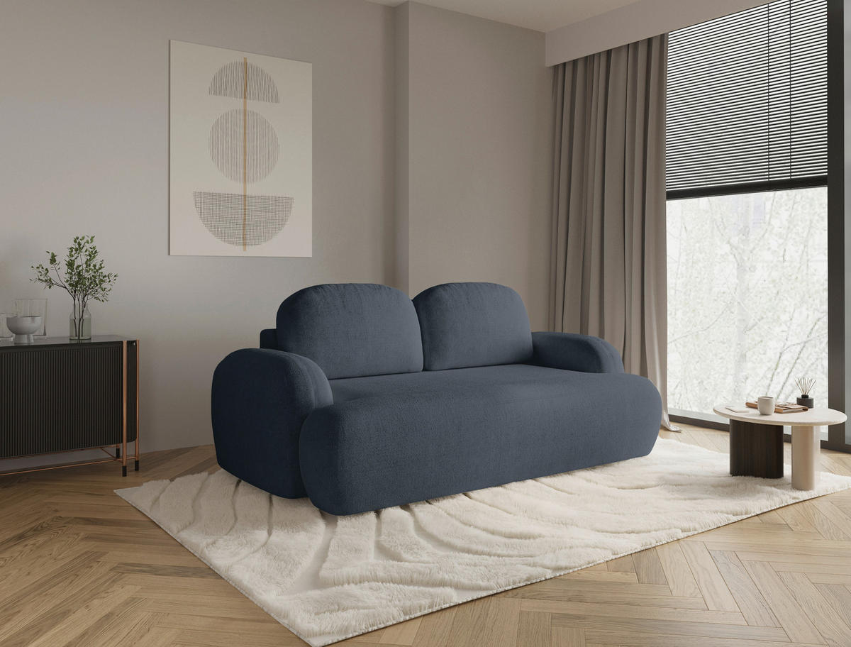 2-SITZER-SOFA Sevilla Plus Bouclé Blau  - Blau/Schwarz, Design, Kunststoff/Textil (210/92/110cm) - MID.YOU