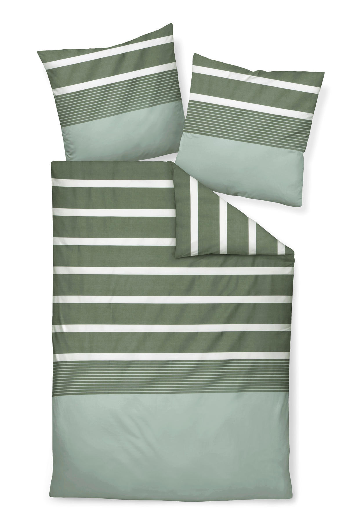 BETTWÄSCHE Makosatin 155/220 cm  - Salbeigrün, Basics, Textil (155/220cm) - Janine