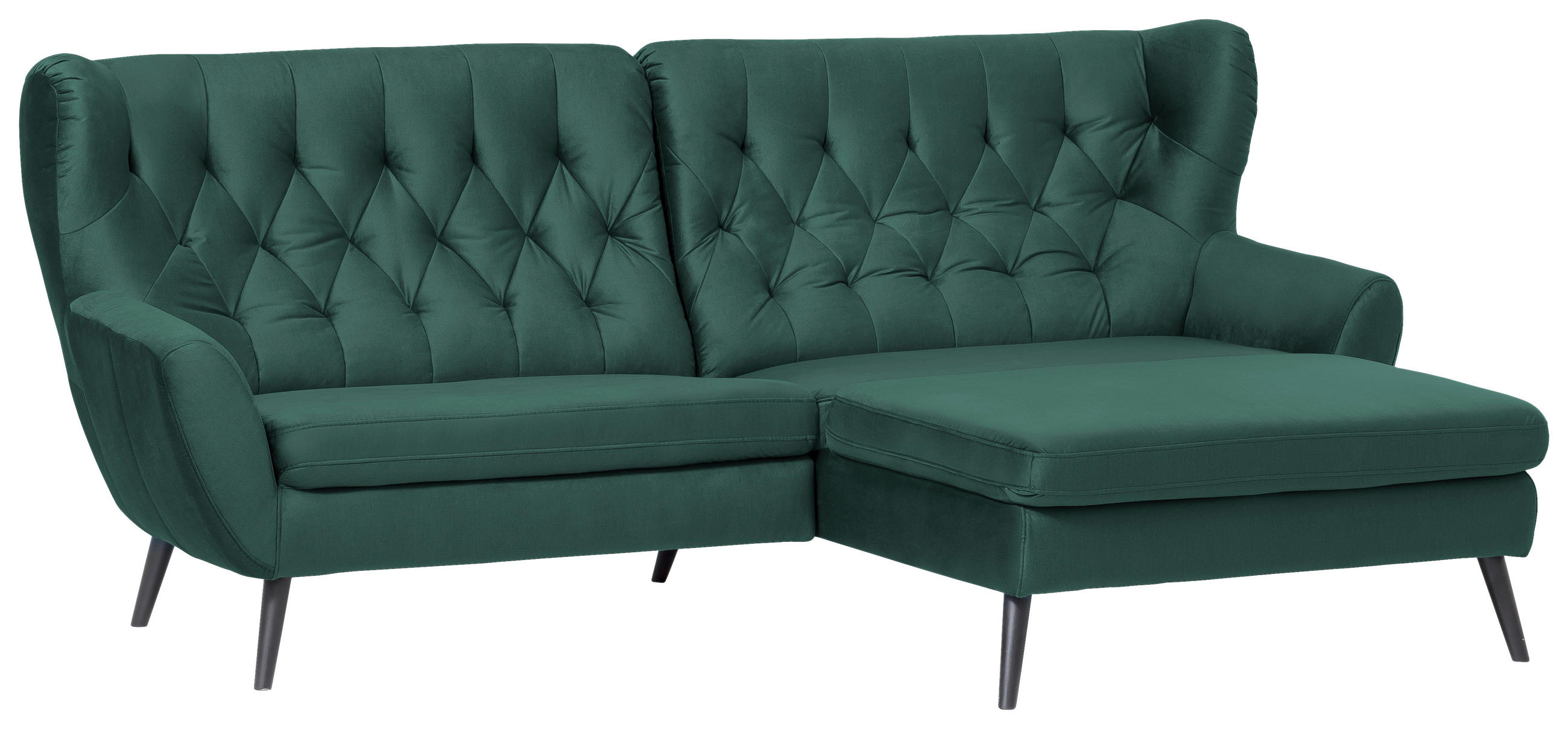 ECKSOFA in Mikrofaser Dunkelgrün  - Dunkelgrün/Schwarz, Design, Holz/Textil (237/165cm) - Stylife