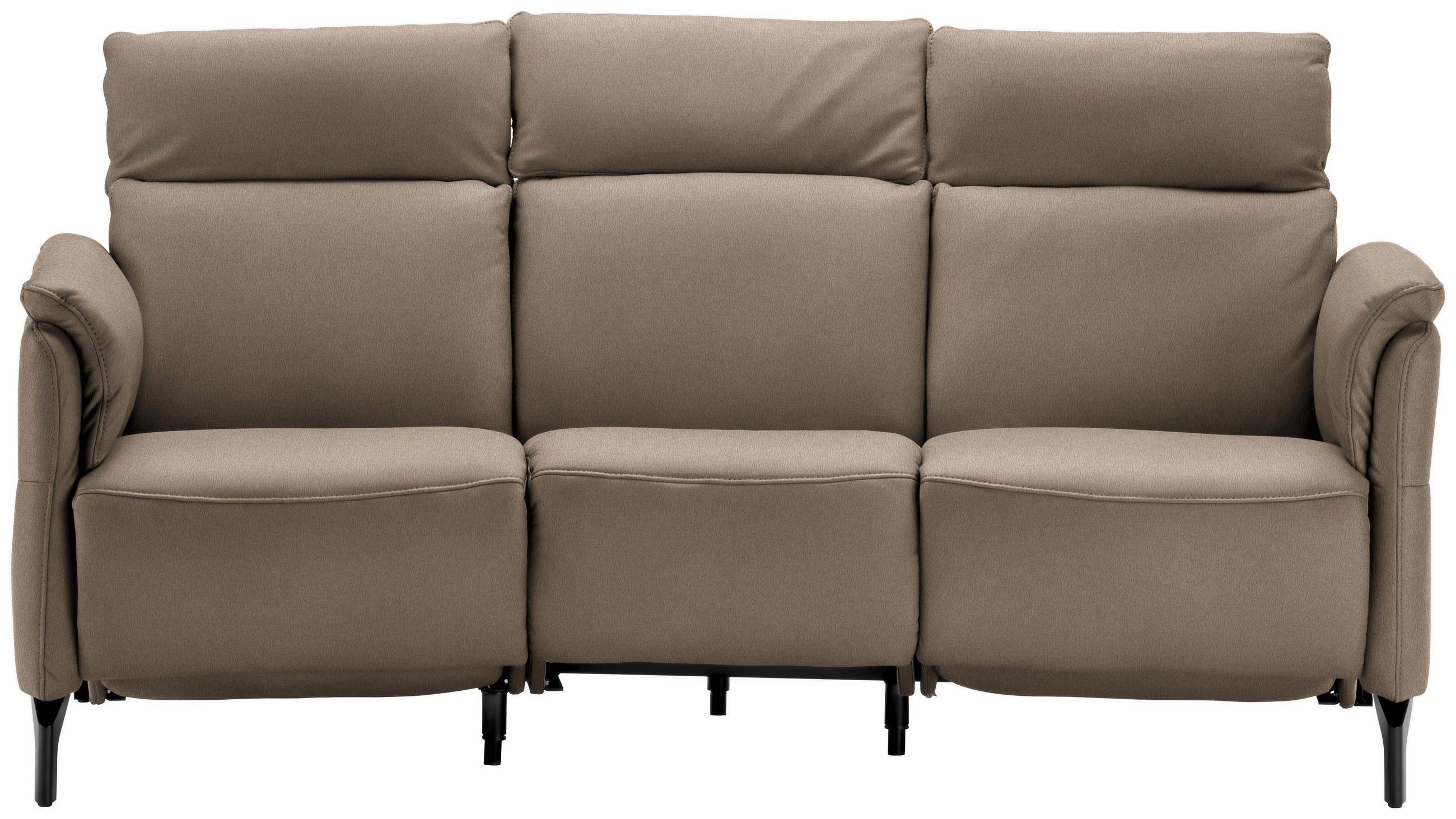 TRAPEZSOFA in Mikrofaser Taupe  - Taupe/Schwarz, KONVENTIONELL, Textil/Metall (221/103/95cm) - Dieter Knoll