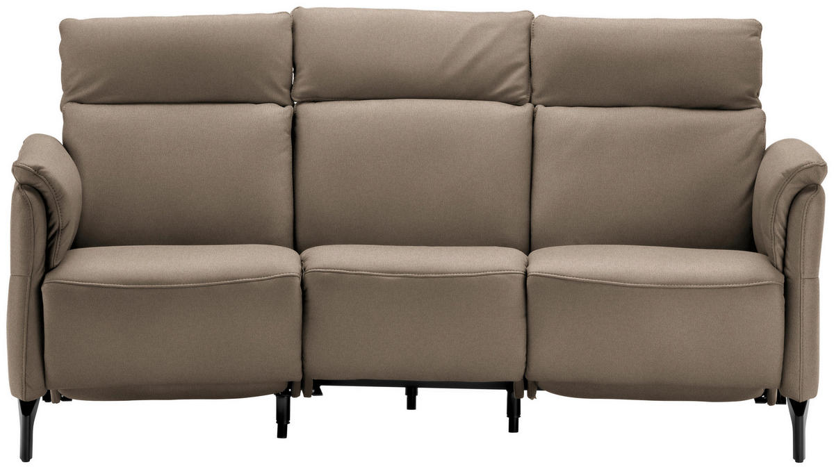 TRAPEZSOFA in Mikrofaser Taupe  - Taupe/Schwarz, Konventionell, Textil/Metall (221/103/95cm) - Dieter Knoll