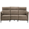 TRAPEZSOFA in Mikrofaser Taupe  - Taupe/Schwarz, KONVENTIONELL, Textil/Metall (221/103/95cm) - Dieter Knoll