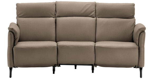 TRAPEZSOFA in Mikrofaser Taupe  - Taupe/Schwarz, KONVENTIONELL, Textil/Metall (221/103/95cm) - Dieter Knoll