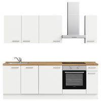 KÜCHENLEERBLOCK 240 cm   in Weiß, Eichefarben  - Edelstahlfarben/Eichefarben, MODERN, Holzwerkstoff/Metall (240cm) - Nobilia